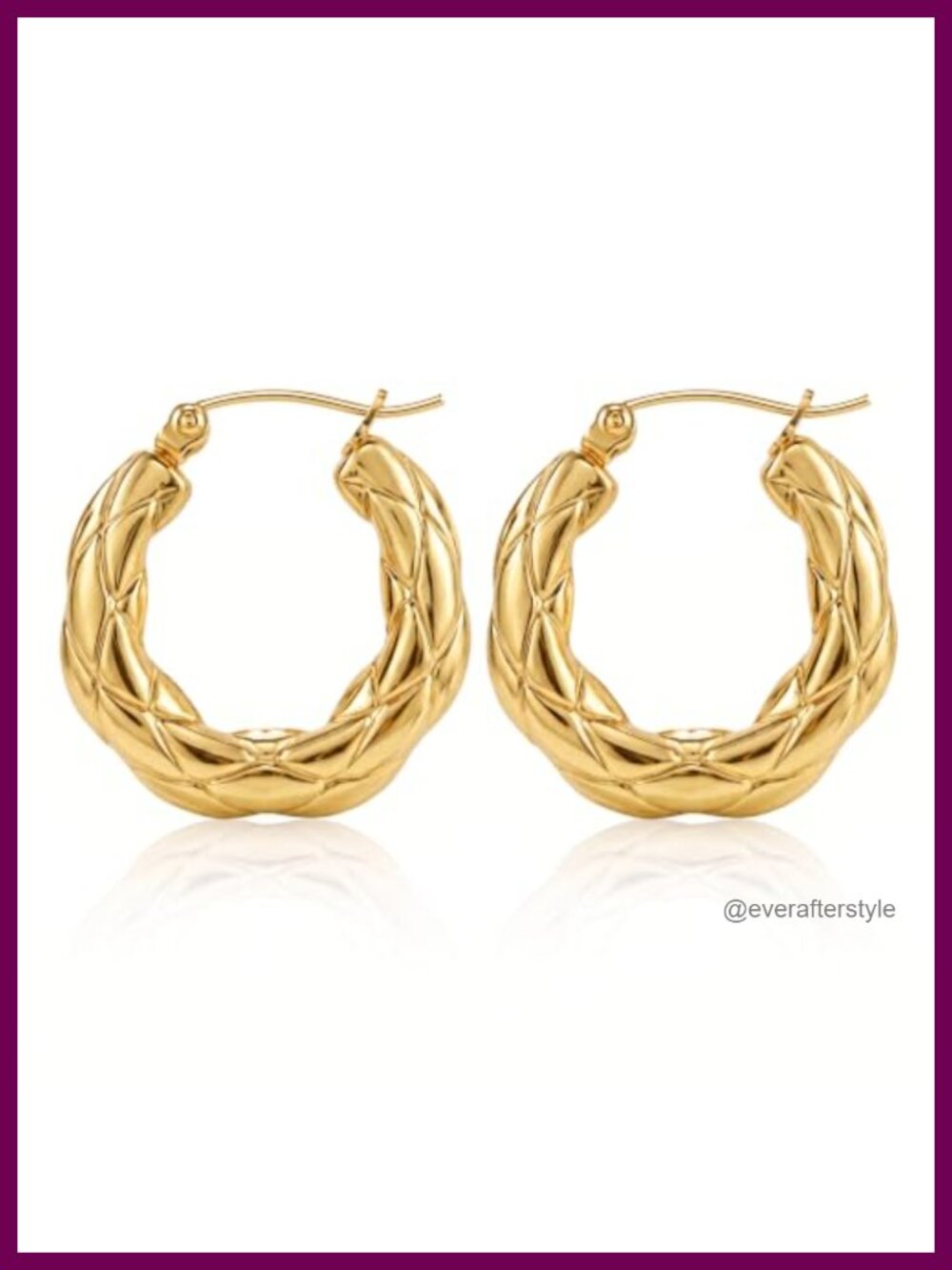 14K Gold Plated Chunky Braided Hoop Earrings Textured Vintage Style